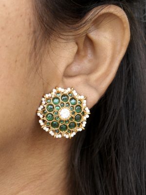 Pearl& Green Kemp Studded Ear Studs