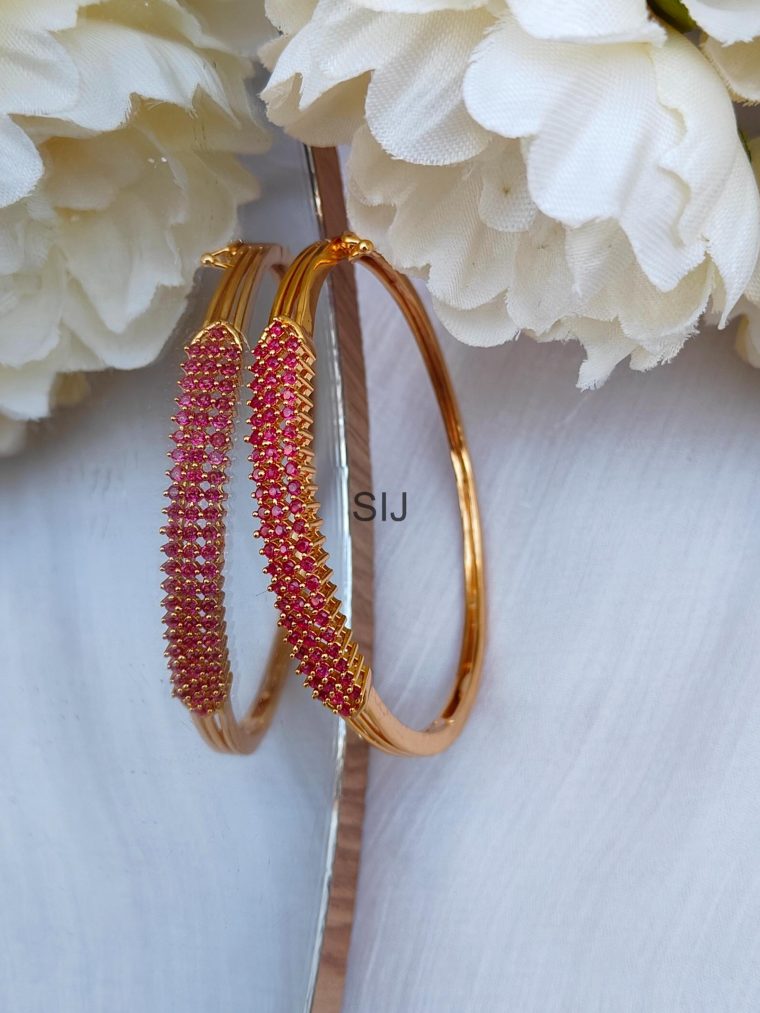 Gold Plated Red AD Stones Adjustable Bracelet