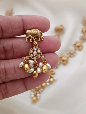 Traditional Lakshmi Elephant Design Pearl Necklace