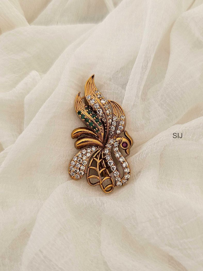 Traditional Peacock Design Saree Pin