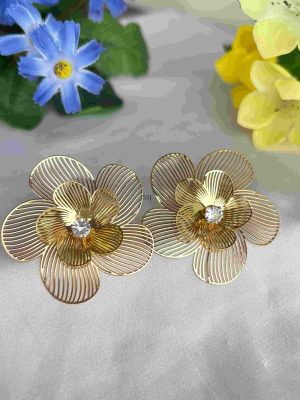 Two Layer Flower Earrings With Removable Solitaire Stud