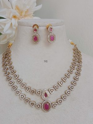 Two Layered AD Stones Studded Necklace