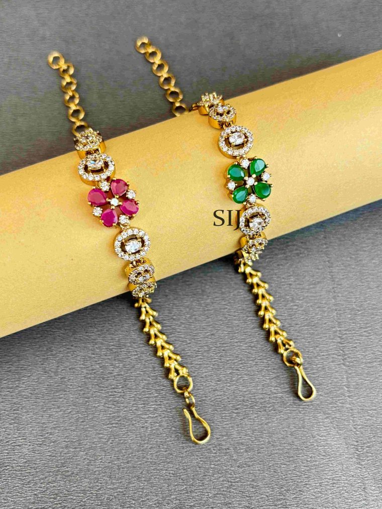 Imitation Four Petal AD Stones Bracelet