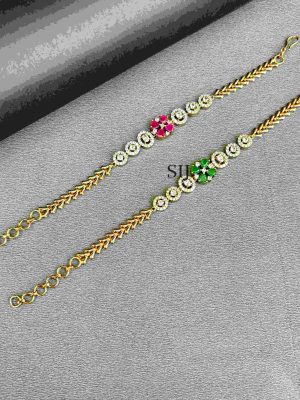 Imitation Four Petal AD Stones Bracelet