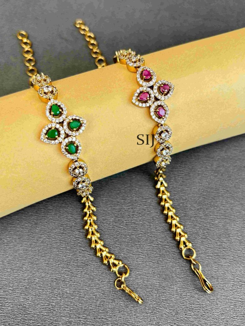 Artificial Leaf Colored AD Stones Bracelet