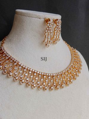 Imitation Gold Plated Diamond Design Necklace