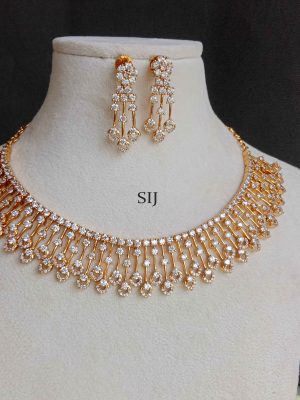 Imitation Gold Plated Diamond Design Necklace