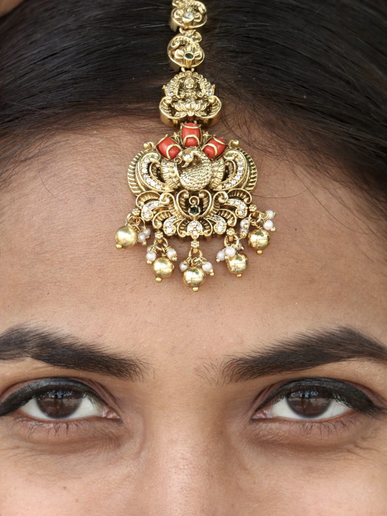 Traditional Peacock Maang Tikka with Pearls and Beads