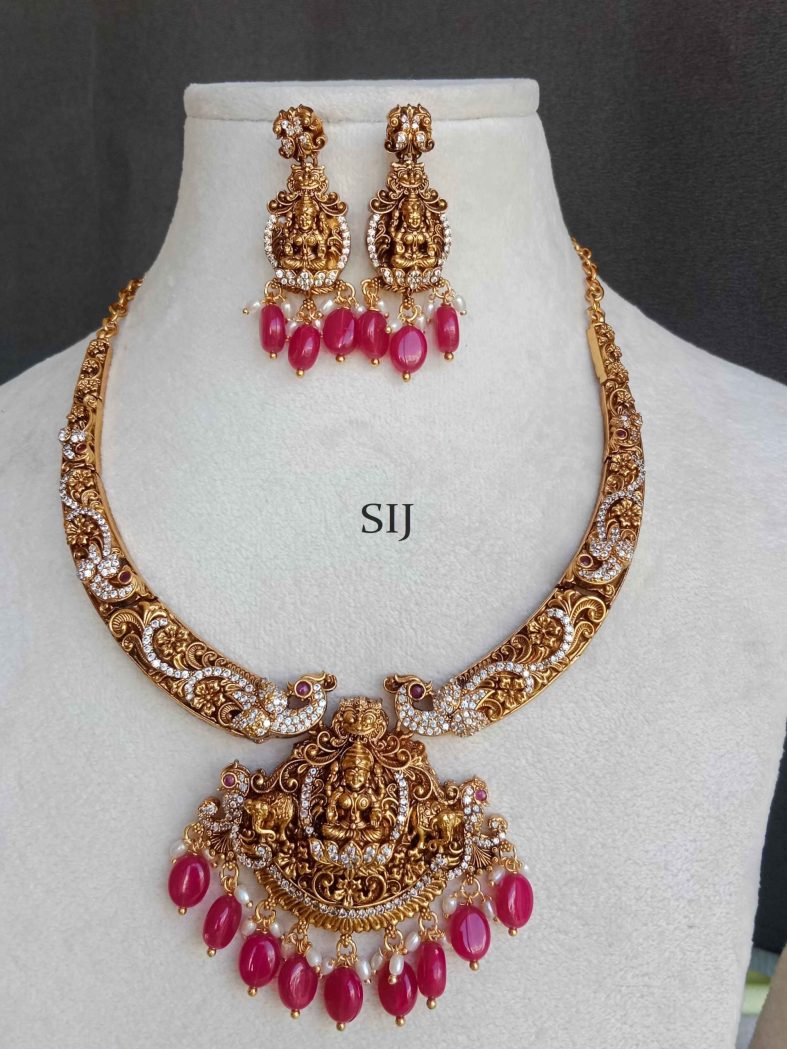 Antique Red Beads Lakshmi Necklace