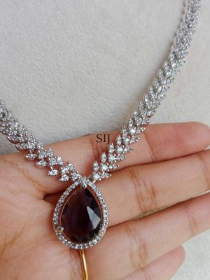 Imitation Necklace With Purple Pendant