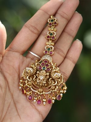 Multi Color Stones Maang Tikka with Lakshmi Devi