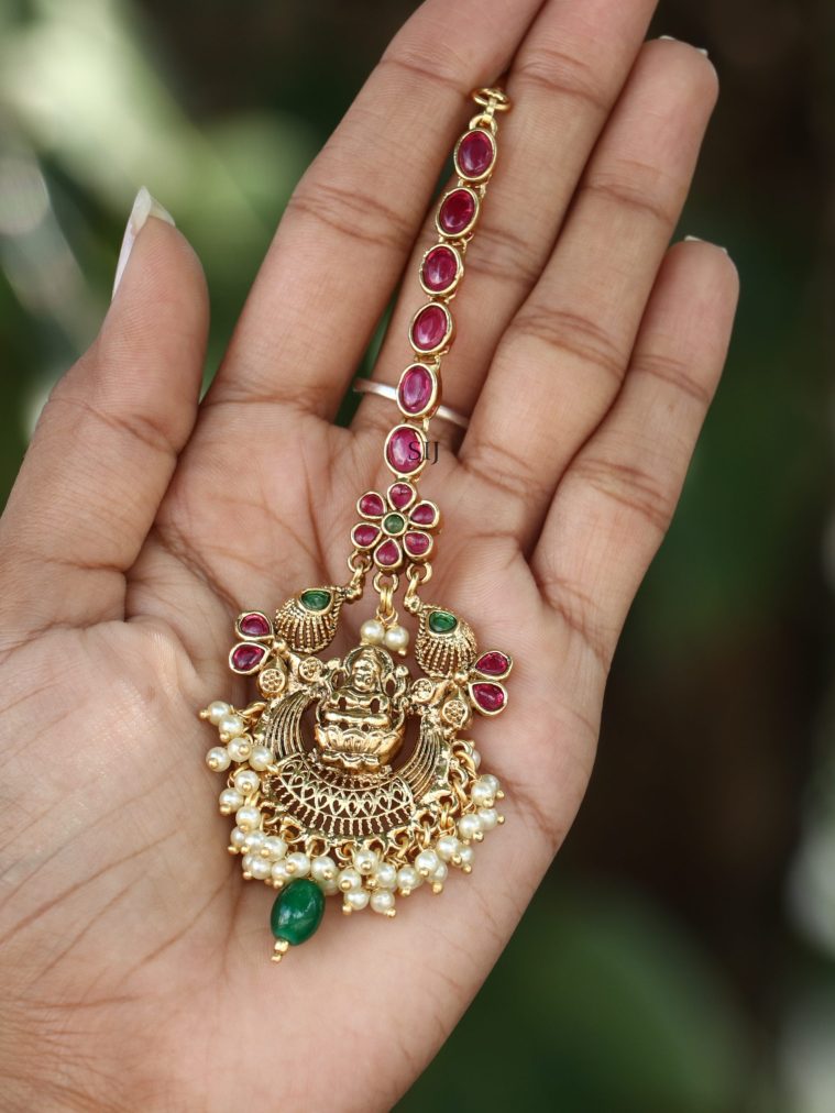 Traditional Lakshmi Maang Tikka with Pearls.2