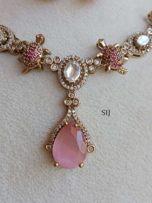 Traditional Pink Turtle Victorian Necklace Set