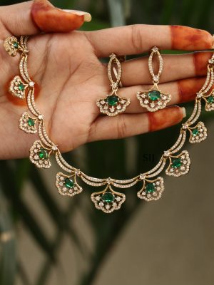 Traditional Flower Design AD Stones Necklace