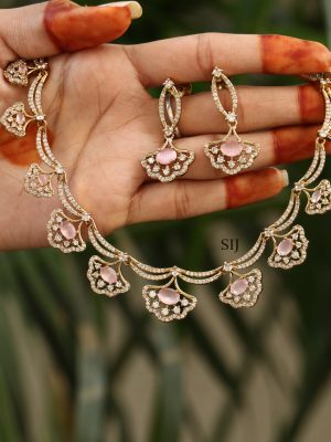 Traditional Flower Design AD Stones Necklace