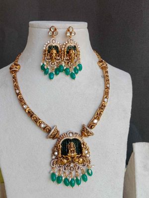 Antique Finish Lakshmi Ganesha Necklace Set