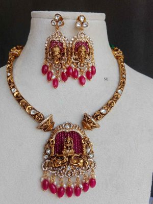 Antique Finish Lakshmi Ganesha Necklace Set