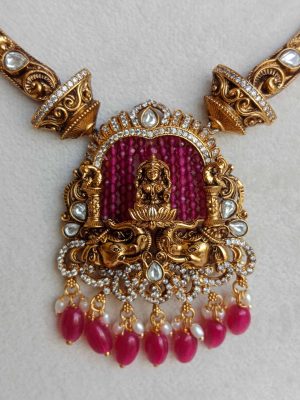 Antique Finish Lakshmi Ganesha Necklace Set