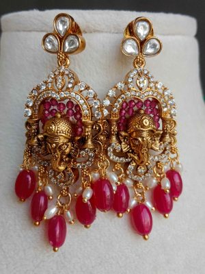 Antique Finish Lakshmi Ganesha Necklace Set