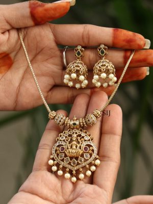 Traditional Lakshmi Pendant Hasli Necklace