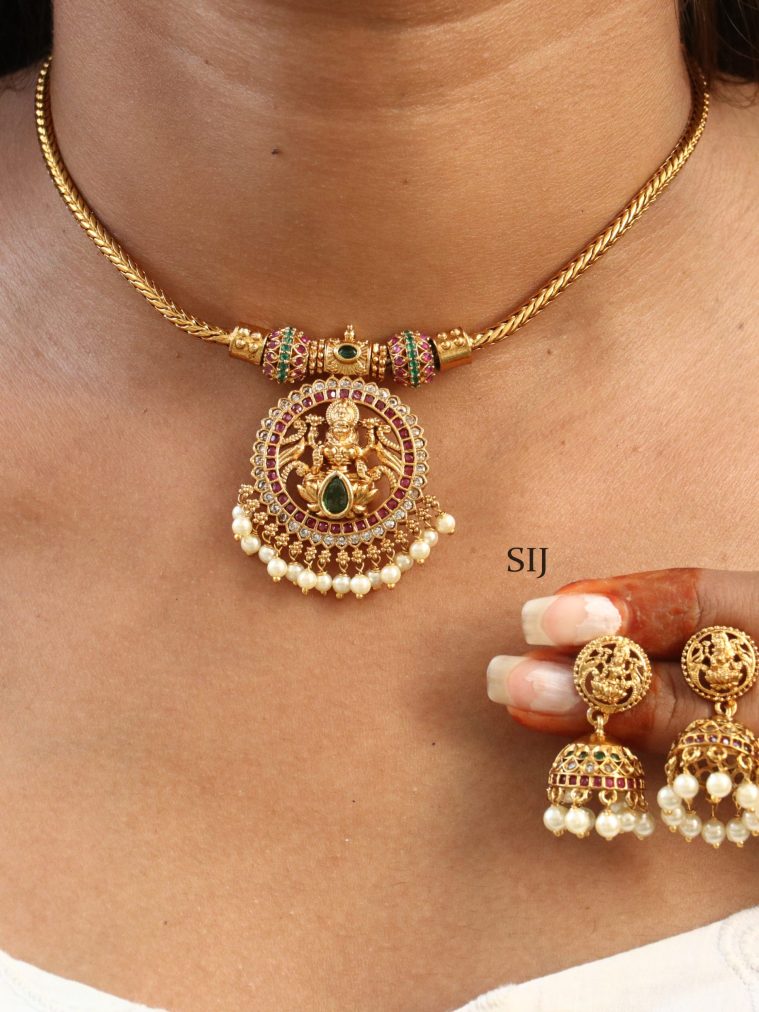 Artificial Lakshmi Pendant Hasli Necklace