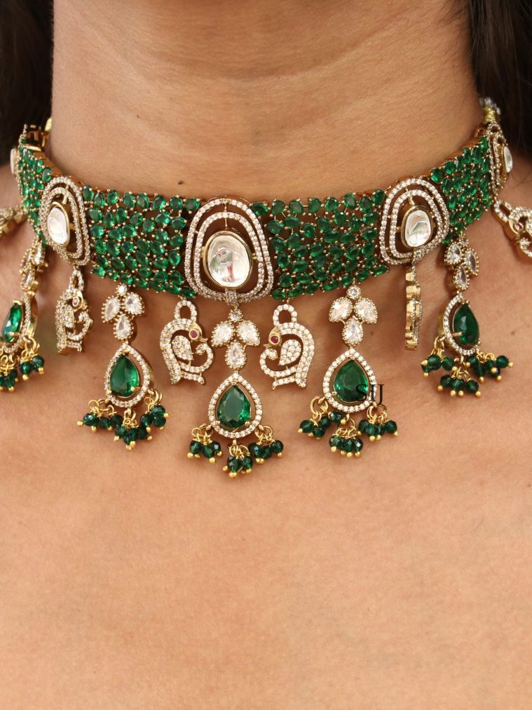 Imitation Emerald Beaded Necklace