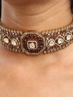 Gold Plated AD Stones Choker Set