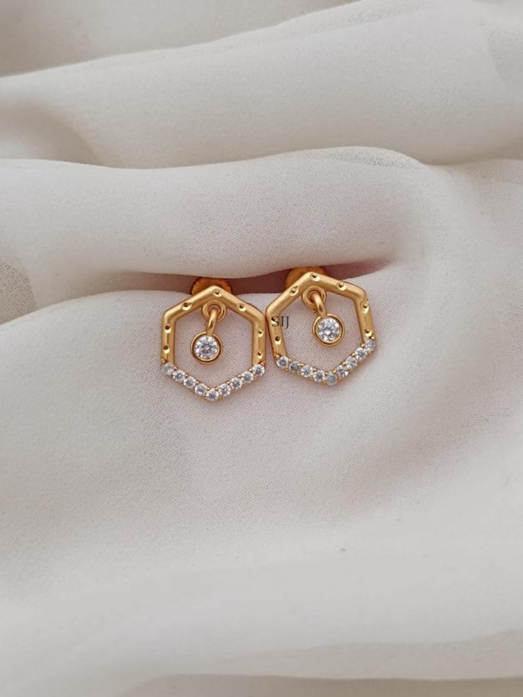 Imitation Hexagon Shape Stud Earrings