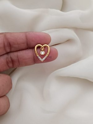 Gold Finish Heart Shape Stones Earrings