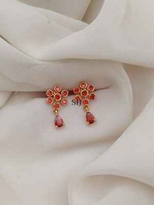 Imitation Flower Design Orange Stones Earrings