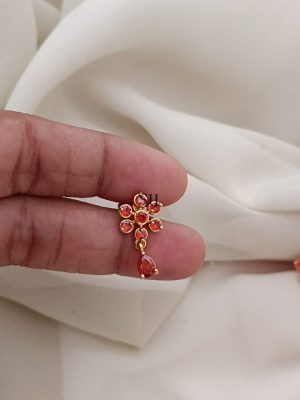 Imitation Flower Design Orange Stones Earrings