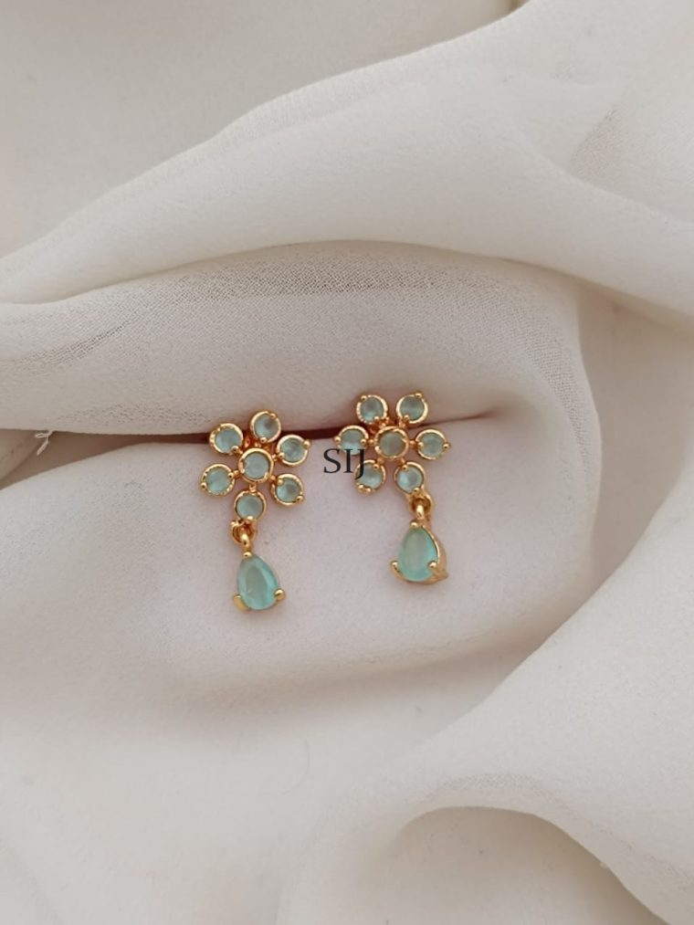 Imitation Flower Design Light Green Stones Earrings