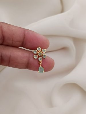 Imitation Flower Design Light Green Stones Earrings