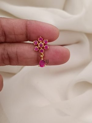 Imitation Flower Design Pink Stone Earrings