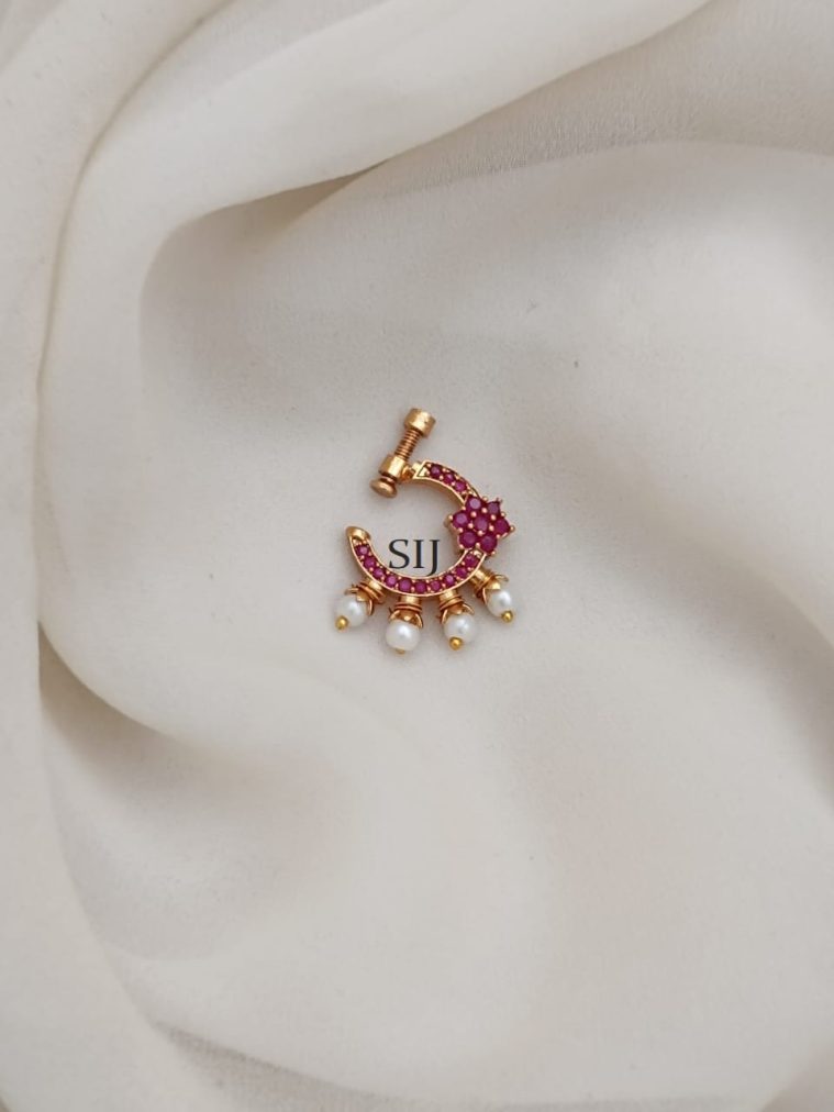 Ruby Stones Ring Model Screw Type Nose Pin