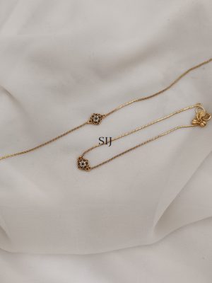 Chain Type Daily Wear Anklets With White Stones Motif