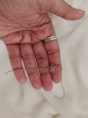 Gold Plated Chain Type Anklets With Flower Motif