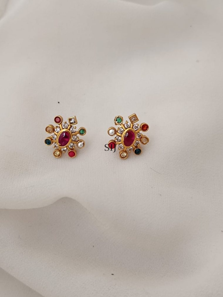 Antique Navaratna Stones Ear Studs