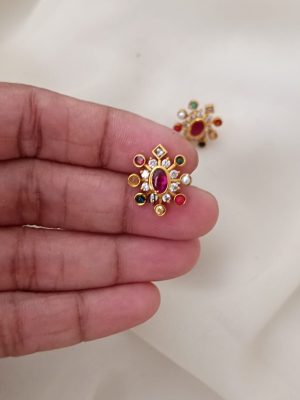 Antique Navaratna Stones Ear Studs