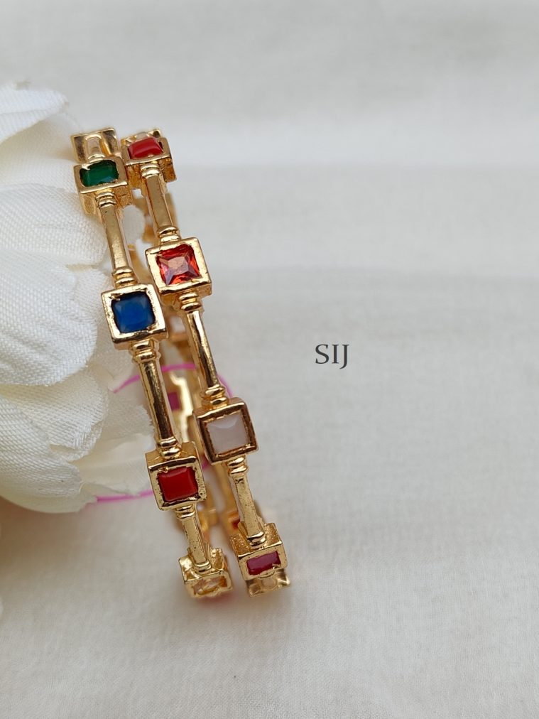 Imitation Square Navratna Stones Bangles