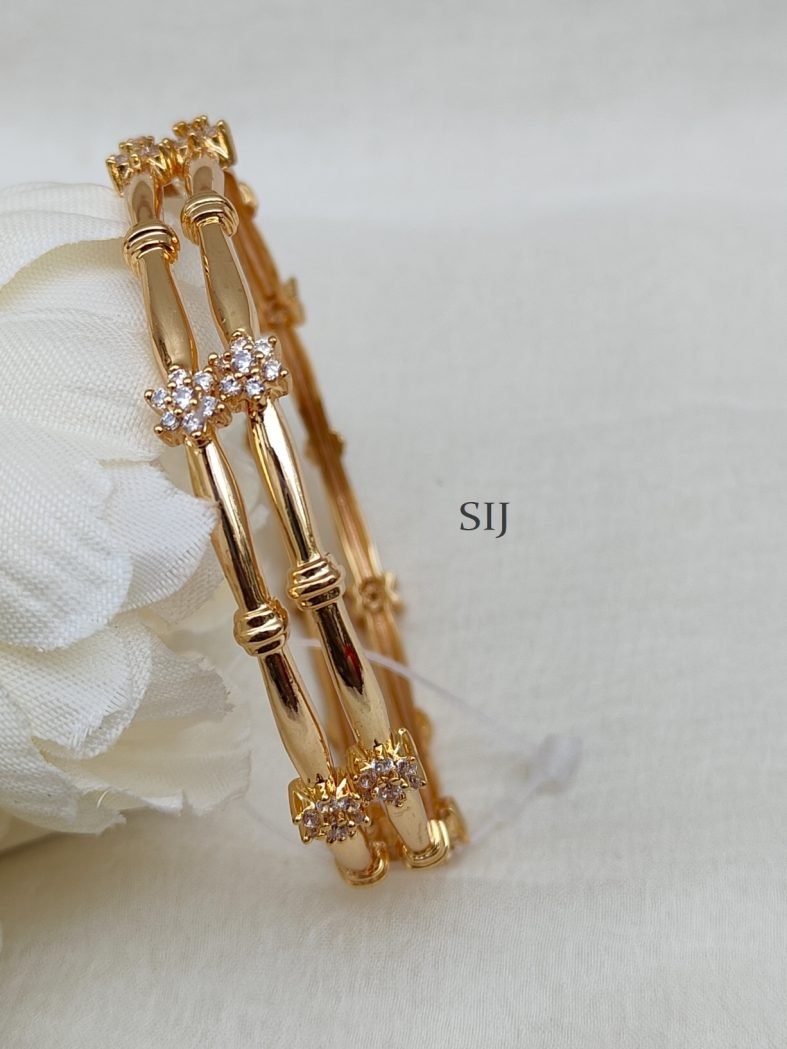 Imitation White Stones Flower Bangles