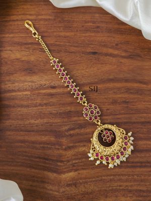 Traditional Gold Plated Bridal Ruby Tikka