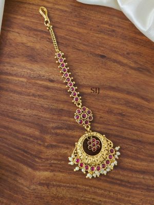 Traditional Gold Plated Bridal Ruby Tikka