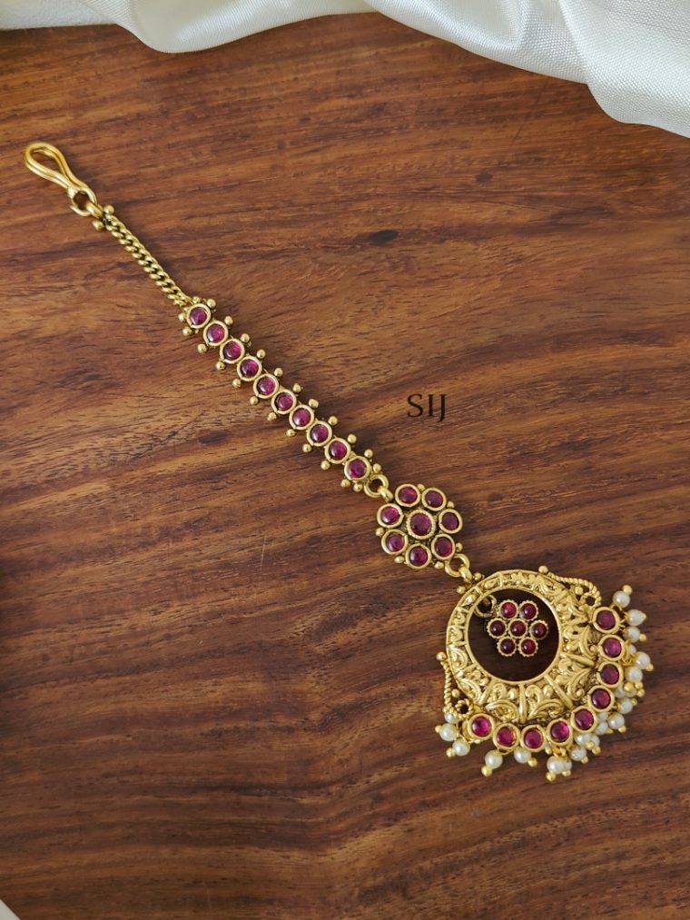 Traditional Gold Plated Bridal Ruby Tikka