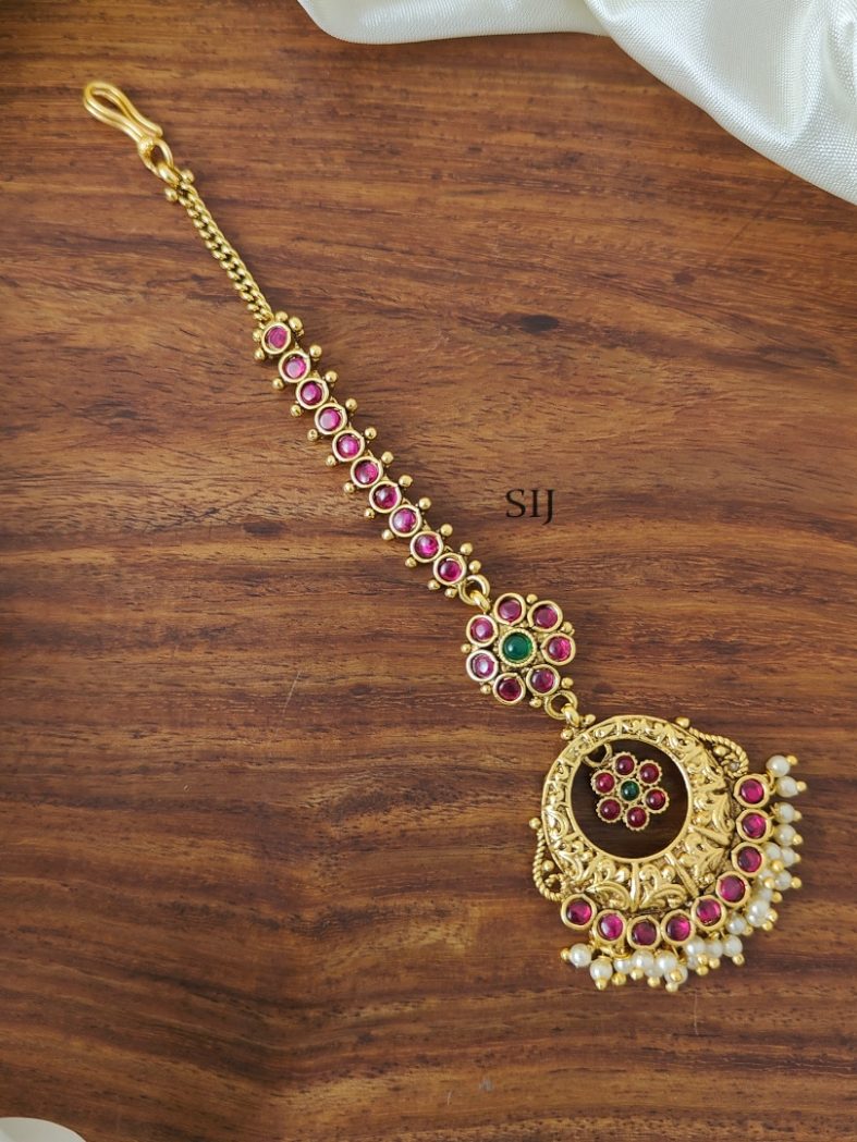 Gold Plated Multi Stones Bridal Tikka