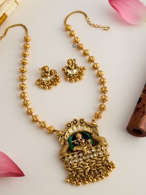 Traditional Krishna Pendant Chain with Gold Beads