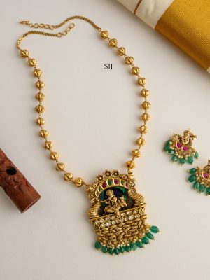 Traditional Krishna Pendant Chain with Green Beads