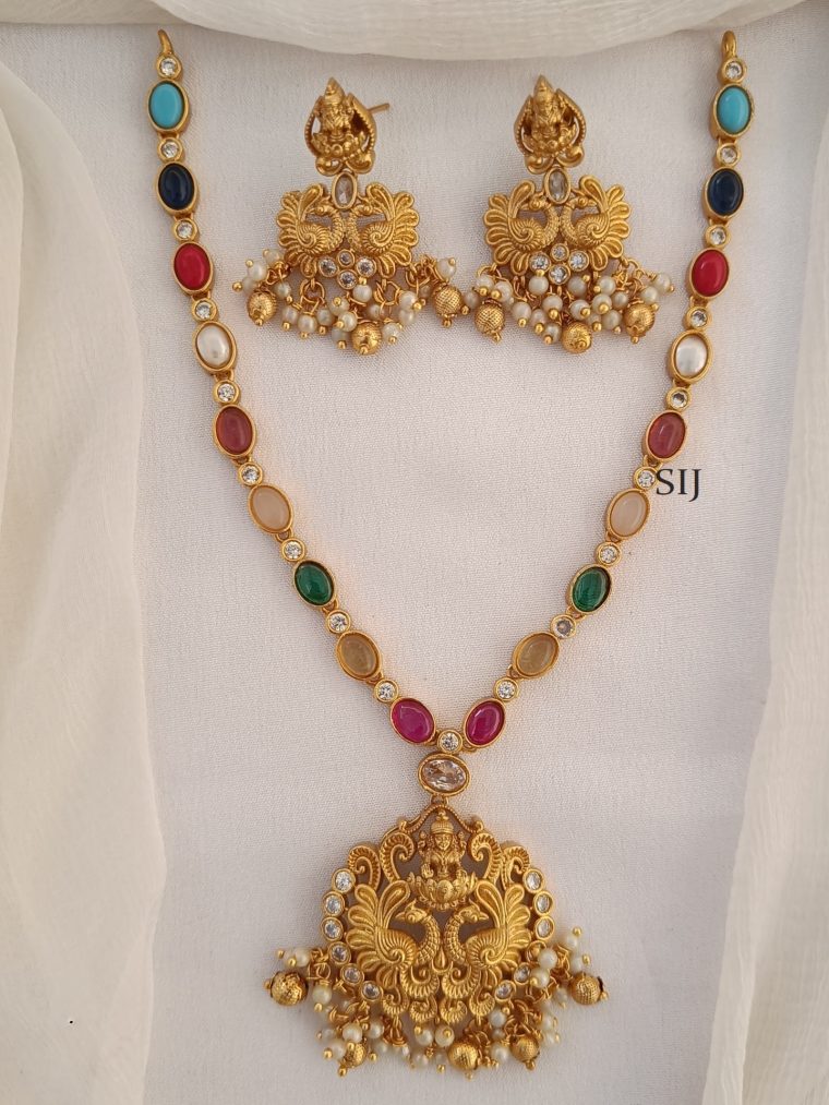 Traditional Navaratna Stones Lakshmi Necklace