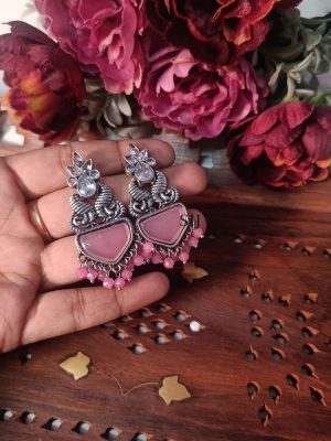 Imitation Rose Stone Earrings