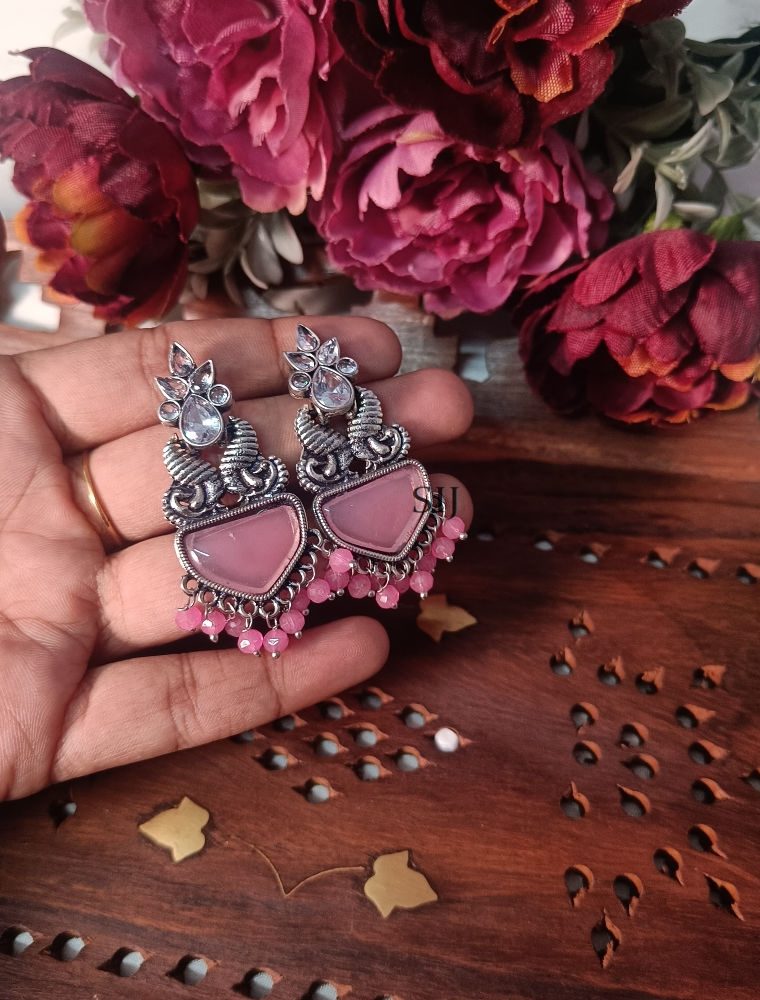 Imitation Rose Stone Earrings